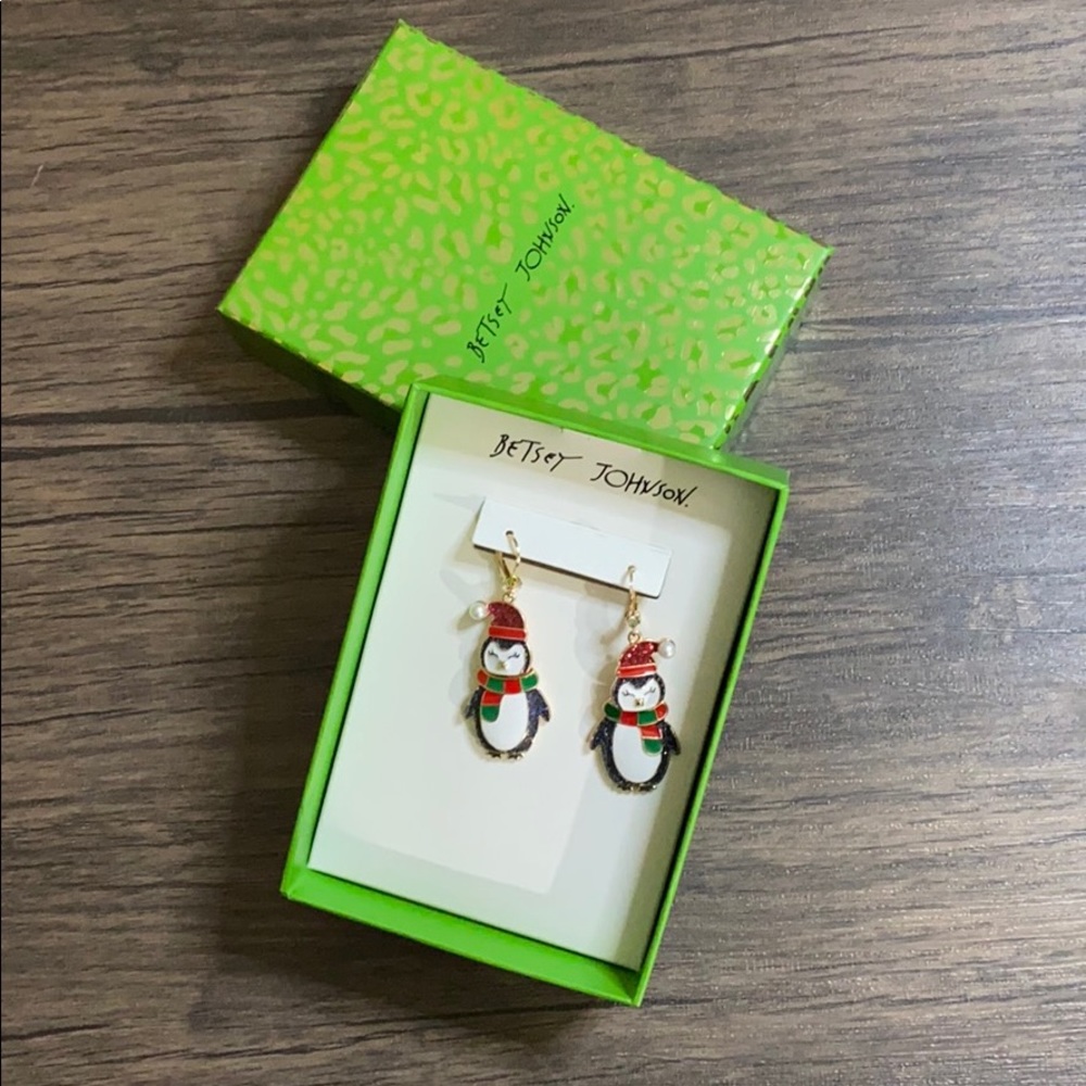 Betsey Johnson Holiday Penguin Earrings